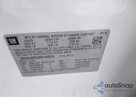 2017 GMC Terrain Sle-2 from USA, damaged, VIN 2GKALNEK4H6180870